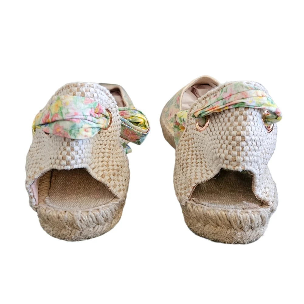 LoveShackFancy x Manebi Floral Suede Espadrille Flats with Ankle Tie Size 38 (7)